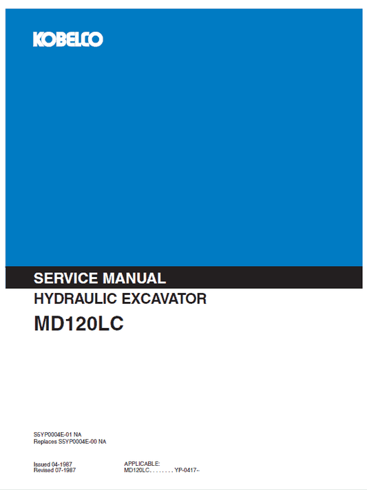 Kobelco MD120LC Excavator Service Manual Workshop Guide