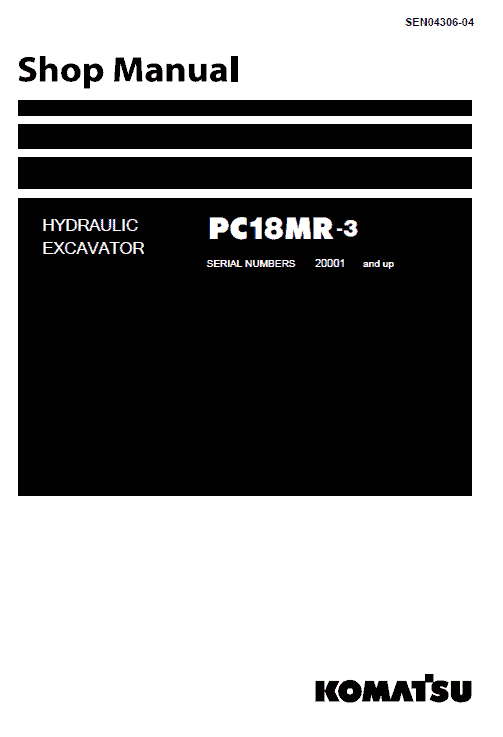 Komatsu PC18MR-3 Excavator Service Manual Workshop Guide