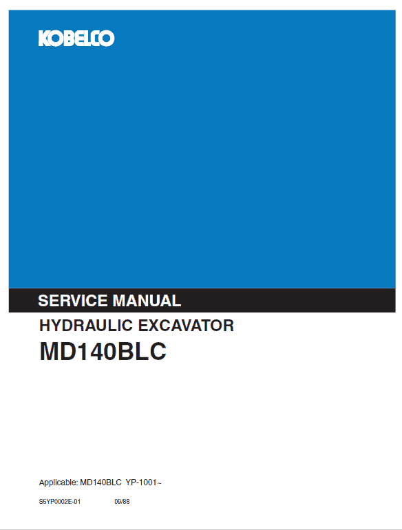 Kobelco MD140BLC Excavator Service Manual Workshop Guide