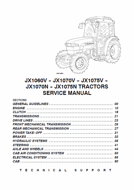 Case JX1060V, JX1070V, JX1075V, JX1070N, JX1075N Tractor Service Manual Workshop Guide