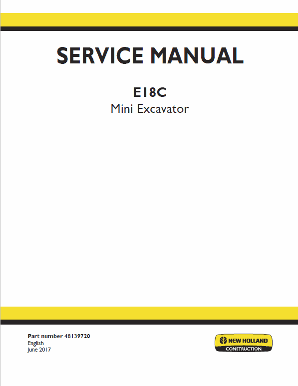 New Holland E18C Mini Excavator Service Manual Workshop Guide