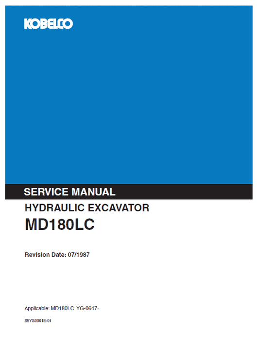 Kobelco MD180LC Excavator Service Manual Workshop Guide