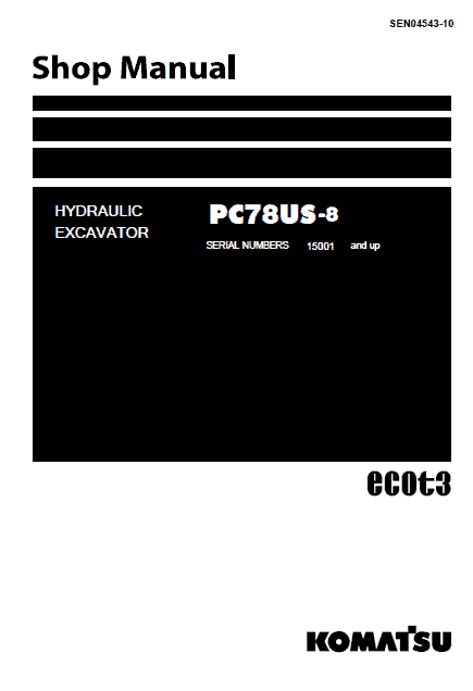 Komatsu PC78US-8 Excavator Service Manual Workshop Guide