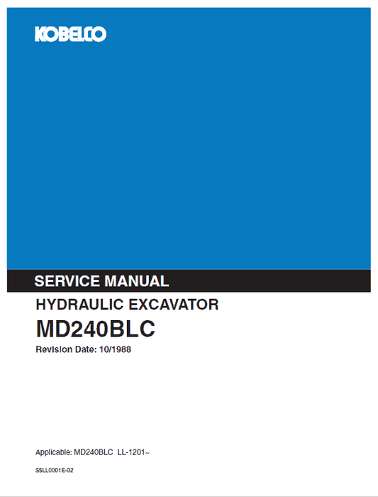 Kobelco MD240BLC Excavator Service Manual Workshop Guide