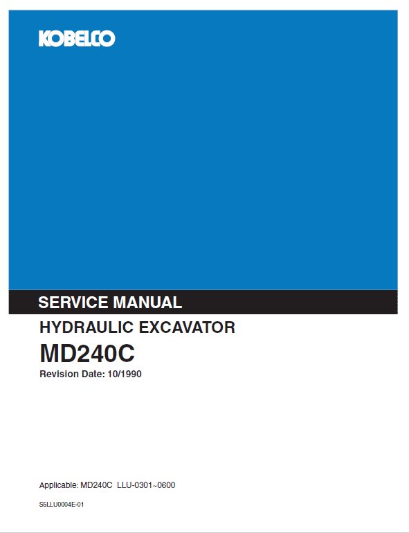 Kobelco MD240C Excavator Service Manual Workshop Guide
