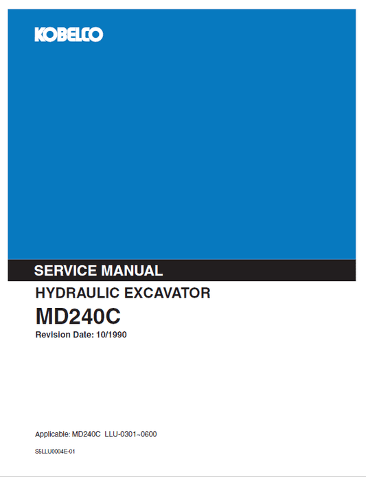 Kobelco MD240C Excavator Service Manual Workshop Guide