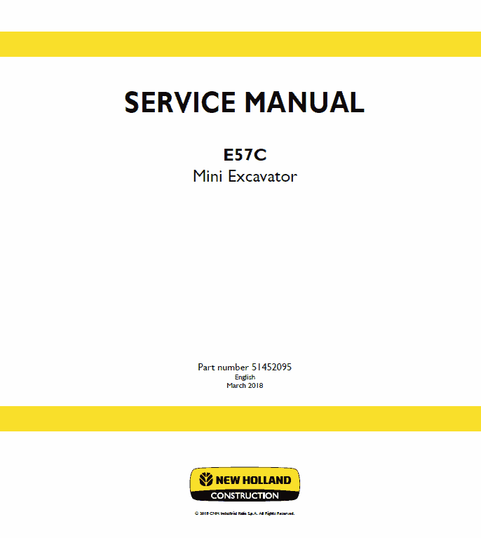 New Holland E57C Mini Excavator Service Manual Workshop Guide
