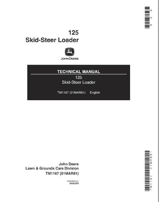 John Deere 125 Skid-Steer Loader Repair Technical Manual Workshop Guide