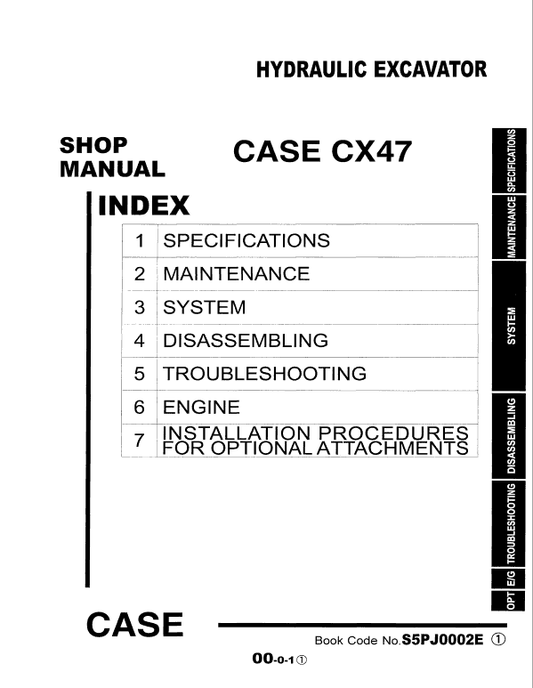 Case CX47 Excavator Service Manual Workshop Guide