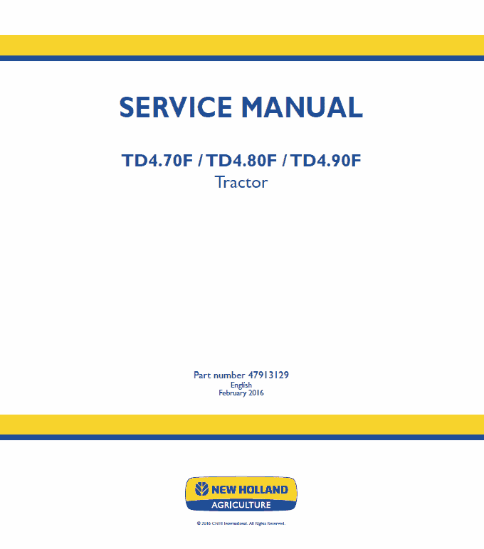 New Holland TD4.70F, TD4.80F, TD4.90F Tractor Service Manual Workshop Guide