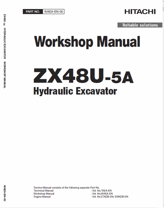 Hitachi ZX48U-5A Mini Excavator Service Repair Manual Workshop Guide