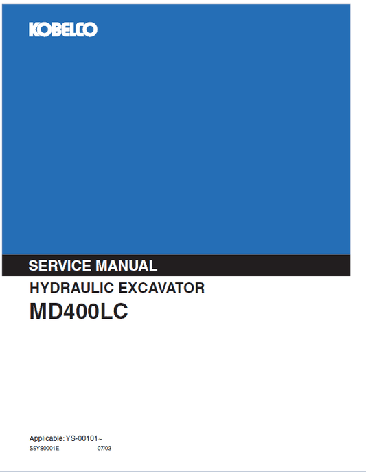 Kobelco MD400LC Excavator Service Manual Workshop Guide
