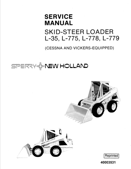 New Holland L35, L775, L778, L779 SkidSteer Service Manual Workshop Guide