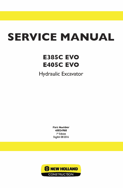 New Holland E405C Evo Excavator Service Manual Workshop Guide