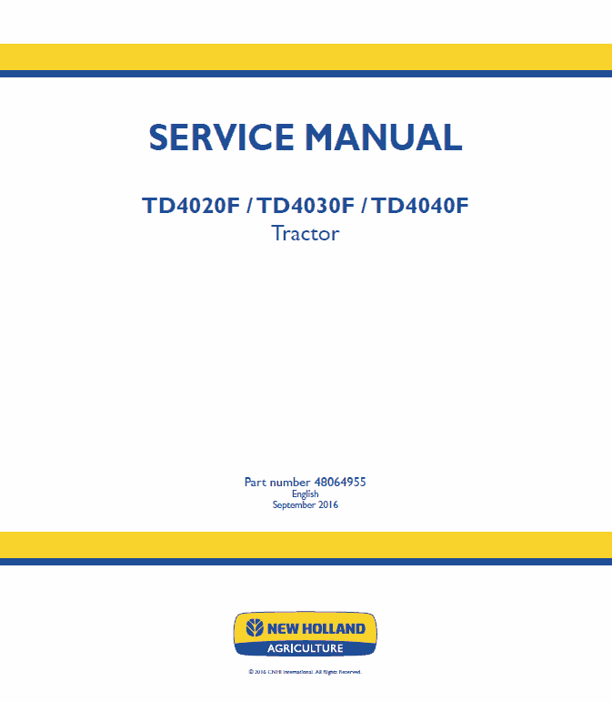 New Holland TD4020F, TD4030F,  TD4040F Tractor Service Manual Workshop Guide