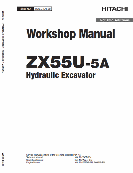 Hitachi ZX55U-5A Mini Excavator Service Repair Manual Workshop Guide