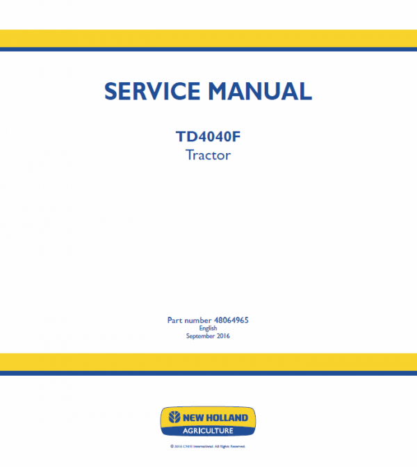 New Holland TD4040F Tractor Service Manual Workshop Guide