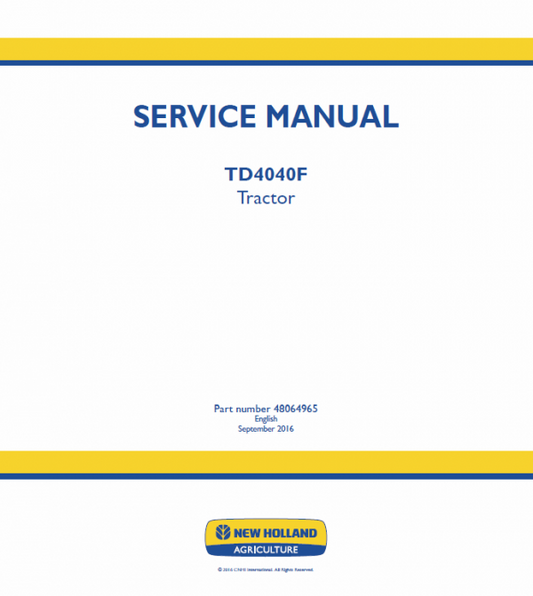 New Holland TD4040F Tractor Service Manual Workshop Guide