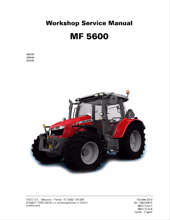 Massey Ferguson 5611, 5612, 5613 Tractors Repair Service Manual Workshop Guide