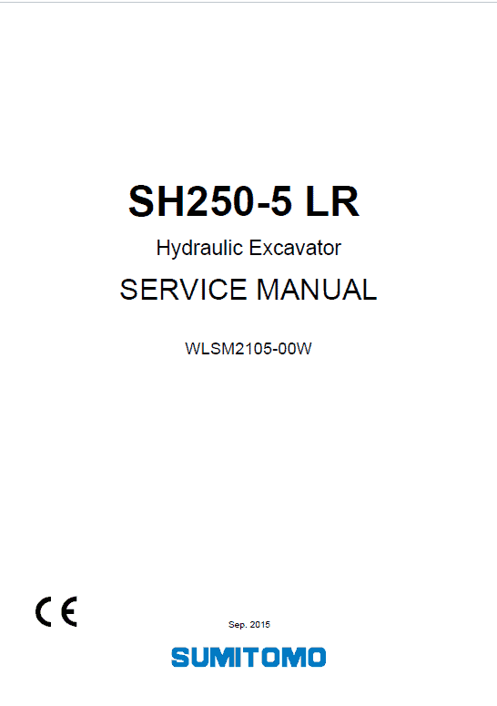 Sumitomo SH250-5, SH250-5 LR Hydraulic Excavator Repair Service Manual