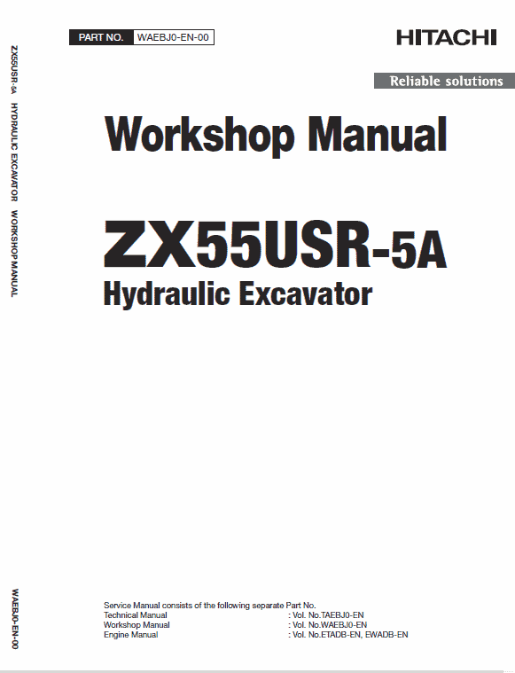Hitachi ZX55USR-5A Excavator Service Repair Manual Workshop Guide