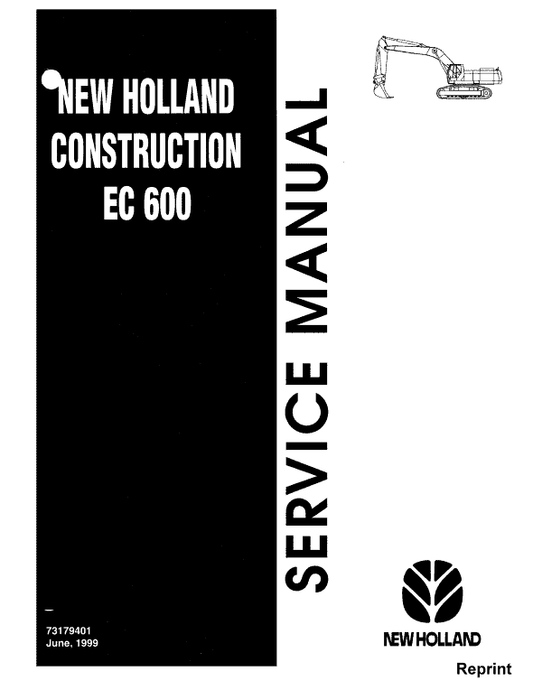 New Holland EC600 Crawler Excavator Service Manual Workshop Guide
