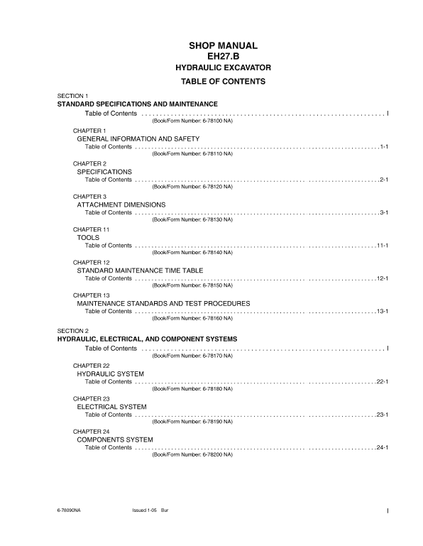 New Holland EH27.B Excavator Service Manual Workshop Guide
