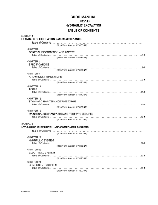 New Holland EH27.B Excavator Service Manual Workshop Guide