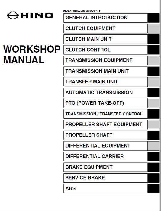 Hino Truck 2015 Conventional Service Manual Workshop Guide