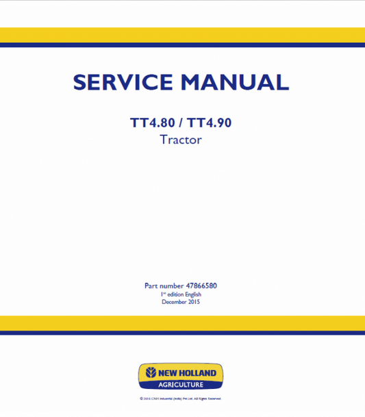 New Holland TT4.80, TT4.90 Tractor Service Manual Workshop Guide