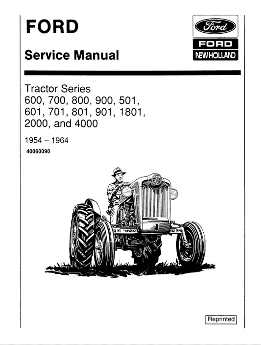 Ford 501, 600, 601, 700, 701, 800, 801 Tractor Service Manual Workshop Guide