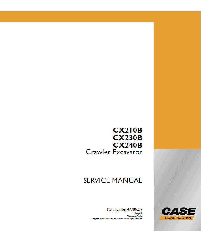 Case CX210B, CX230B, CX240B Crawler Excavator Service Manual Workshop Guide