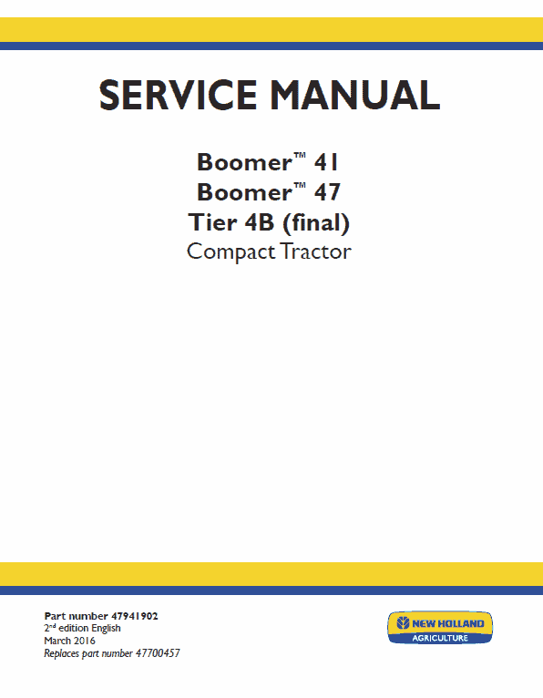 New Holland Boomer 41 and Boomer 47 Tractor Service Manual Workshop Guide