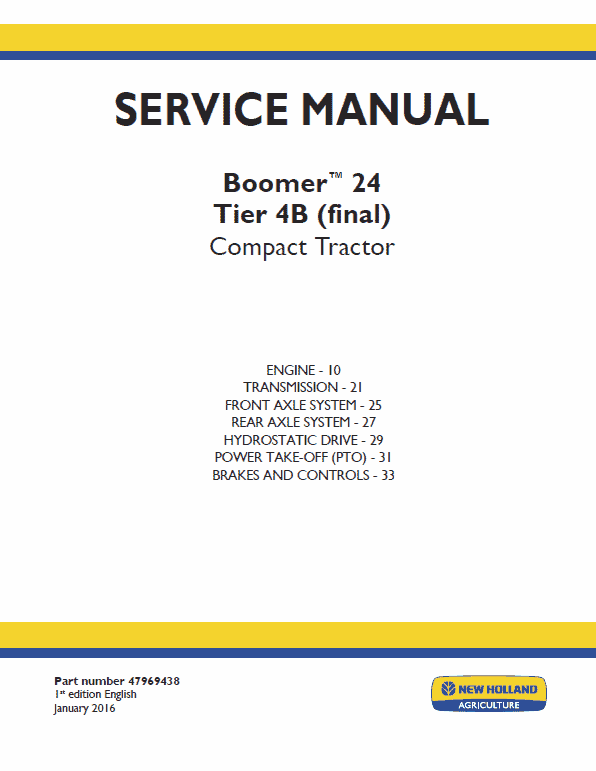 New Holland Boomer 24 Tractor Service Manual Workshop Guide