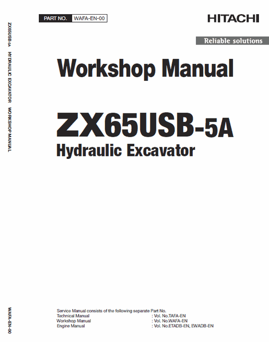Hitachi ZX65USB-5A Excavator Service Repair Manual Workshop Guide