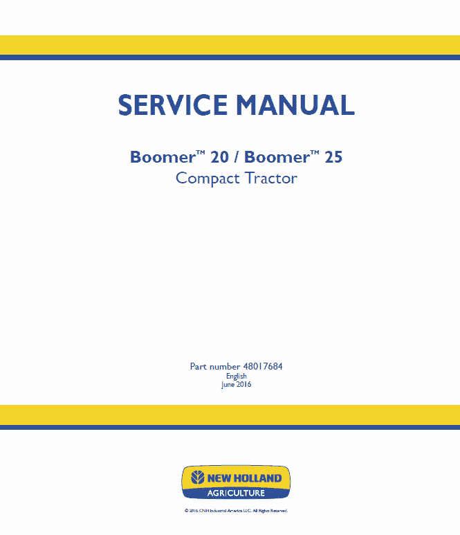 New Holland Boomer 20 and Boomer 25 Tractor Service Manual Workshop Guide