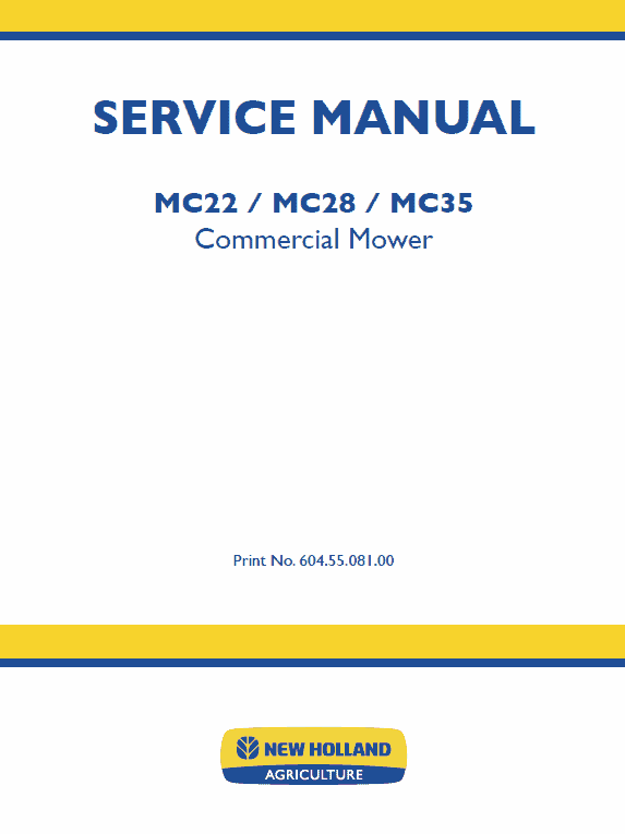 New Holland MC22, MC28, MC35 Mower Service Manual Workshop Guide