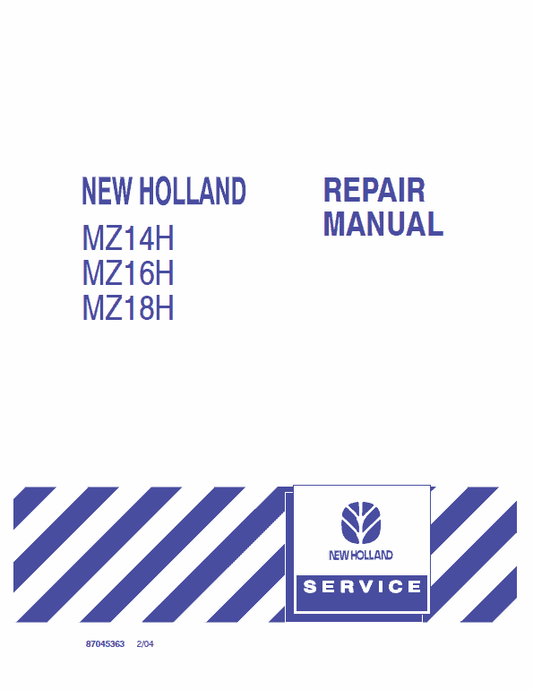 New Holland MZ14H, MZ16H, MZ18H Mower Tractor Service Manual Workshop Guide