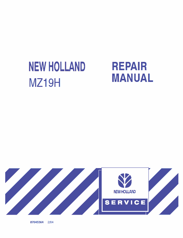 New Holland MZ19H Mower Tractor Service Manual Workshop Guide