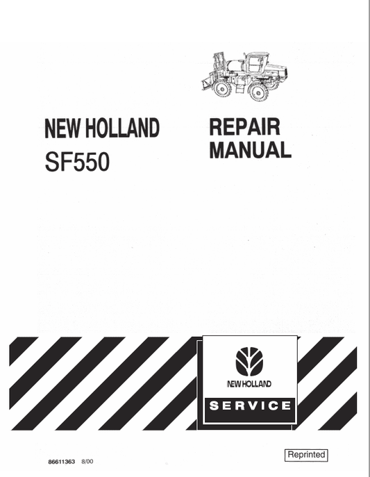 New Holland SF550 Sprayer Service Manual Workshop Guide