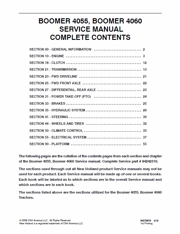 New Holland Boomer 4055 and Boomer 4060 Tractor Service Manual Workshop Guide