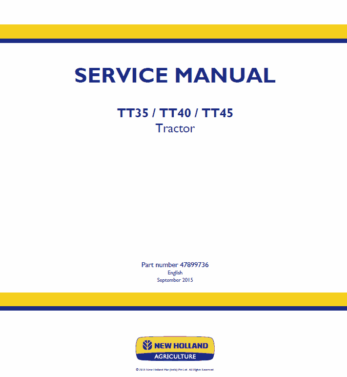 New Holland TT35, TT40, TT45 Tractor Service Manual Workshop Guide