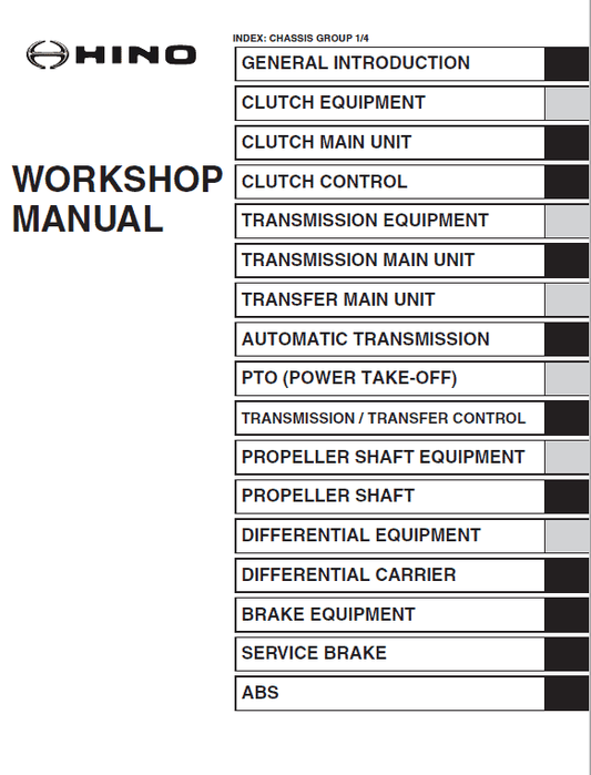 Hino Truck 2016 Conventional Service Manual Workshop Guide