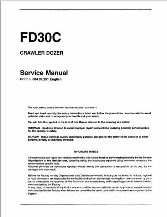 Fiatallis FD30C Crawler Dozer Repair Service Manual