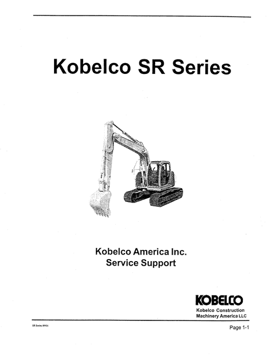 Kobelco SR70, SR115, SR135, SR200, SR235 Excavator Service Manual Workshop Guide