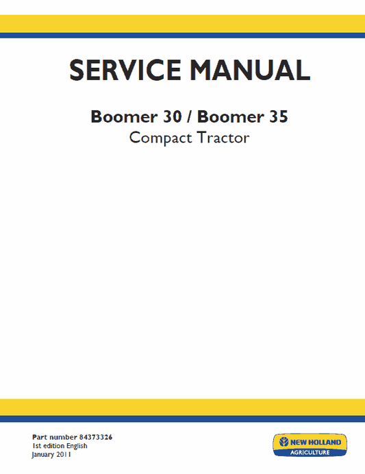 New Holland Boomer 30 and Boomer 35 Tractor Service Manual Workshop Guide