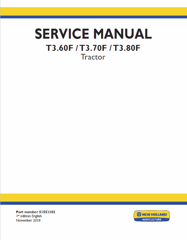 New Holland T3.60F, T3.70F, T3.80F Tractor Service Manual Workshop Guide