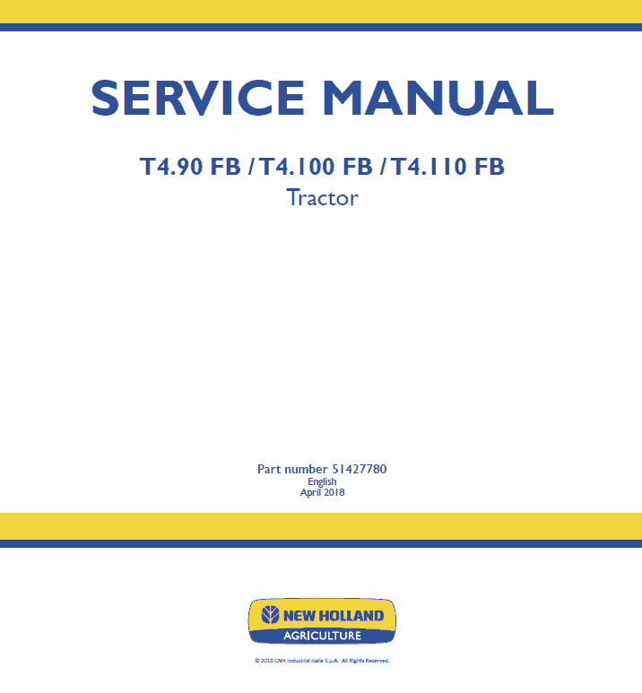 New Holland T4.90 FB, T4.100 FB, T4.110 FB Tractor Service Manual Workshop Guide
