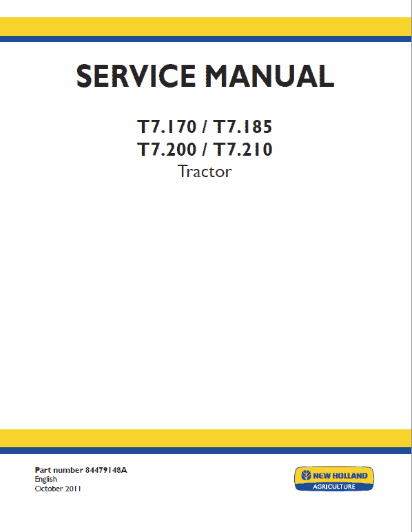 New Holland T7.170, T7.185, T7.200 Tractor Service Manual Workshop Guide