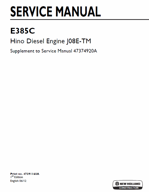 Hino Diesel Engine J08E-TM Service Manual Workshop Guide
